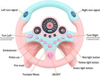 deAO Kids Steering Wheel for Backseat with Key Baby Toys Pretend Driving Simulated Steering Wheel Toy with Light and Music Gifts for Kids Toddlers (Pink)