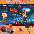 Meland Kids Basketball Hoop, 2-in-1 Adjustable Toddler Basketball Hoop with Electronic Scoreboard Indoor Outdoor Toys for Kids Toddlers Outside Toys for Boys Age 3 4 5 6 7 8