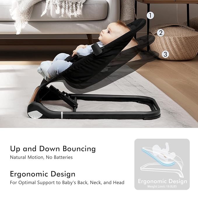Baby Bouncer Chair - Comfortable Support for Your Little One's Blissful Moments (Normal, Black)