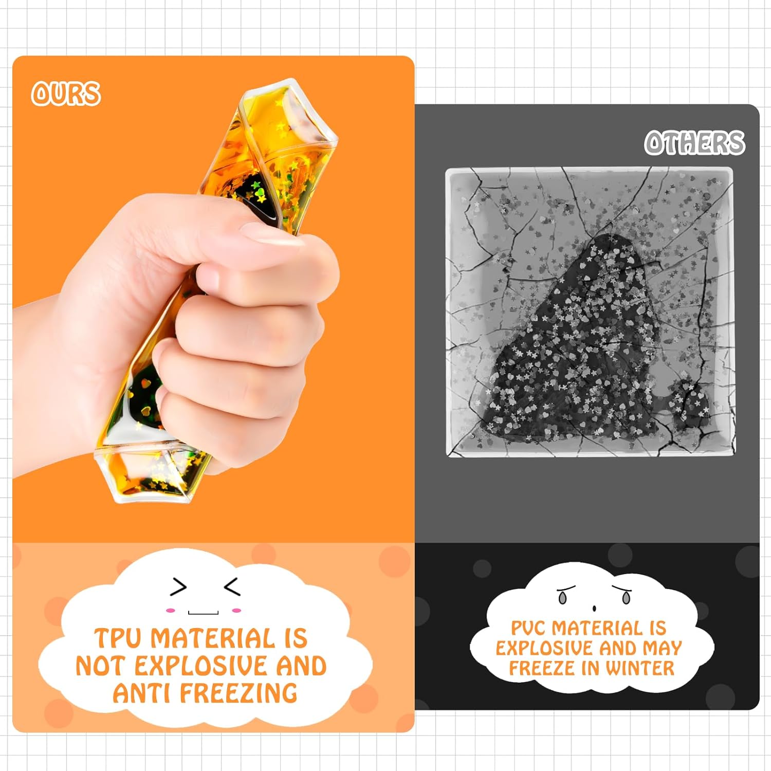 Sensory Soft Gel Liquid Toys: Water Sensory Fidget Toys Square Sensory Toys for Autistic Children 6-Pack