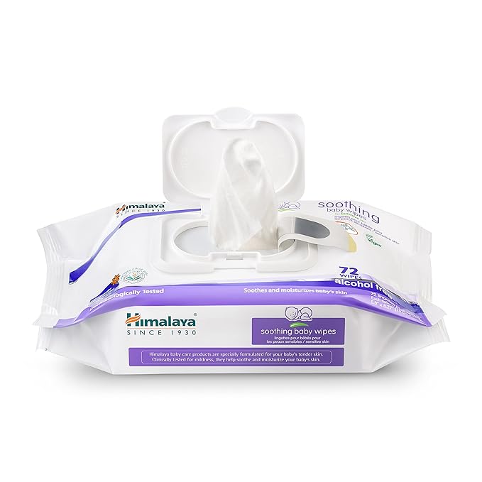 Himalaya Soothing Baby Calming Wipes for Soft, Clean, and Sensitive Skin, 72 wipes, 6 pack