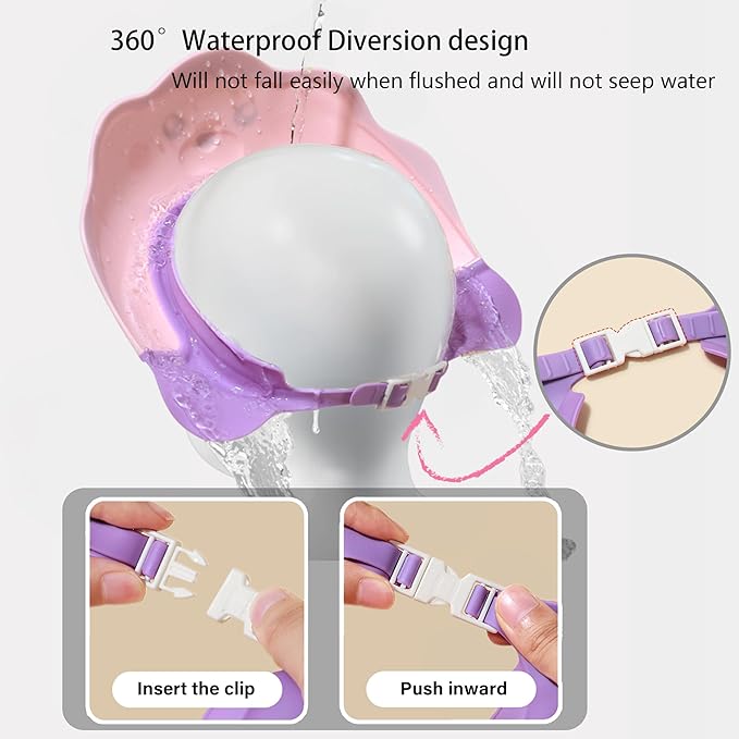 Cute Sea Lion Shower Shield Visor - Eye & Ear Protection for 0-9 Yrs, Pink