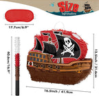WERNNSAI Pirate Piñata - Pirate Ship Piñata with Blindfold and Bat for Boys Kids Caribbean Pirate Piñata Birthday Party Favors Decorations Family Games Pirate Party Supplies 16.4” x 12.4”