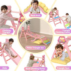 Pikler Triangle Set with Cushion 9 in 1, Climbing Toys for Toddlers 1-3, Montessori Indoor Baby Playground for Safe Motor Skills Development, Large Foldable Wooden Climbing Toys Set for Playroom