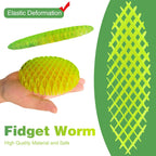Fidget Worm Toy, Funny Pocket Fidget Toy, Sensory Stress Anxiety Relief Toys for Kids Adults (S-Diameter 3.15inch)