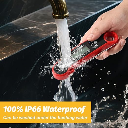 Digital Meat Thermometer – Waterproof Instant-Read Cooking Thermometer with LCD Backlight, Magnetic Back & Bottle Opener for Grilling, BBQ, Baking, Sous Vide, Candy Making & Kitchen Use