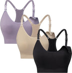Suekaphin 3 Pack Sports Nursing Bra for Breastfeeding Supportive Bralette Pregnancy Maternity Wirefree Support for Women