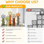 120 PCS Magnetic Tiles, Diamond Magnet Tiles with 2 Cars Magnetic Blocks STEM Toys 3D Kids Preschool Educational Sensory Toys Gift for Toddlers Kids Boys Ages 3 4 5 6 7 8 9+ Year Old