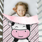 Personalized Baby Blankets for Girls, Custom Name Pink Cow Pattern Baby Blanket, Soft Minky Dot Blanket for Newborns and Toddlers, Ideal for Baby Showers Christmas Brithday Gifts