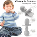 Silicone Baby Feeding Set, 2 Pack Divided Baby Plates with Suction, 2 Pack Spoons and Forks Set, BPA Free, Baby Led Weaning Supplies for Toddler Utensils Baby Feeding Essentials