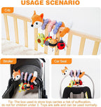 Jollybaby Baby Car Seat Stroller Toys, Plush Activity Hanging Spiral Activity Pram Crib with Music Box, Rattles, Squeaker for Babies Infant Boys Girls(Orange Fox)