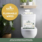 Happy Little Camper Natural Flushable Wipes - Hypoallergenic & Chlorine-Free Wet Wipes with Aloe Vera, Chamomile and Pomegranate Extract - Unscented Baby Wipes Safe for Sensitive Skin - 50 Count