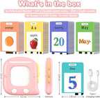 Kidzdo Dinosaur ABCs Learning Toys, 254 Words Talking Flash Cards, Birthday Gifts for 2 3 4 5 6 Years Old Girls, Pocket Speech Language Therapy Toys for Toddlers Ages 2-6, Pink