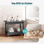 Waterproof Shower Bench, 24" Poly Lumber Shower Stool for Shaving Legs, Shower Chair Seat with Storage Shelf and Handles, Bathroom Bench for Inside Shower, Non-Slip (Grey)