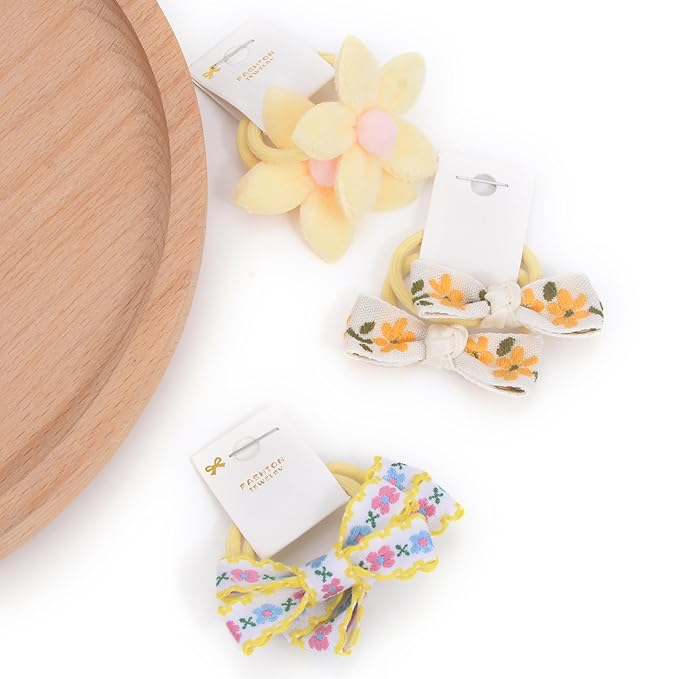 Boutique Baby Hair Accessories - 20 Pcs Hair Ties with Bows, 1.2 Inch Elastics Ponytail Holders, Pigtails Rubber Bands for Little Girls (Set-B)