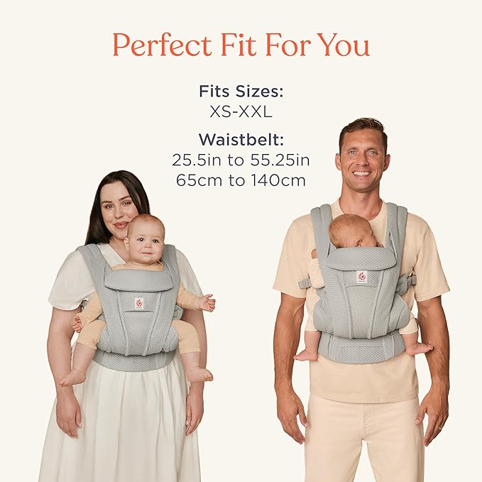 Ergobaby Omni Deluxe Baby Carrier Newborn to Toddler - Breathable Baby Carriers for Summer - All-Position Carrier with Enhanced Lumbar Support & Airflow (7-45 Pounds), Mesh, Natural Beige