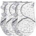 Biloban Baby Swaddles 0-3 Months for Boy & Girl, Cotton Swaddle Blanket, Newborn Essentials, Lovely Grey Print, 4 Pack
