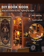 Book Nook Kit - DIY Miniature House Dollhouse 3D Puzzles for Adults and Teens - Gifts for Family and Friends Bookshelf Decor Tiny House Model Build with LED Light (BV02-003)