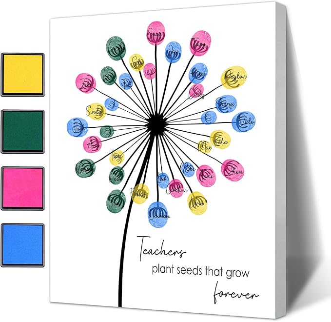 SHLINCO Teacher Thank You Gift Box, DIY Personalized Student Fingerprint Keepsake Set, Unique Year-End Gifts from Students to Teachers, Teacher Plant Seeds