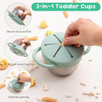 1 Pack Snack Containers for Toddlers, Stainless Steel Toddler Snack Cups with Silicone Food Catcher & Lids,Snack Cups for toddlers Spill Proof