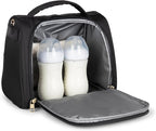 JuJuBe New Insulated Bottle Bag, Breastmilk Storage Bag for Baby Bottles, Travel Insulated Waterproof Lunch Bag or Cooler Bag for Nursing, Milk, Food, Baby Formula, Snacks, Black, Mothers Day Gift