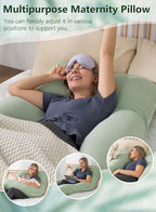 Meiz Pregnancy Pillows for Sleeping, Cooling Pregnancy Pillows, 60Inch Maternity Pillows, U Shaped Full Body Pillows for Adults with Rayon Cover from Bamboo, Sage Green