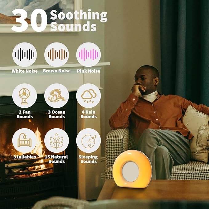 Sound Machine White Noise Machine with 30 Soothing Sounds 36 Levels Volume 5 Timers and Memory Function Effectively Blocks Noise Ideal Sleep Machine for Baby Kids Adults Night Light