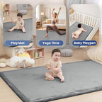 Baby Play Mat for Floor,1.3" Thick Memory Foam Tummy Time Mats,79"×118" Extra Large Non Slip Crawling Mat for Toddlers,Infants,Kids,Yoga Mat,Tatami Style for Living Room(Dark Gray)