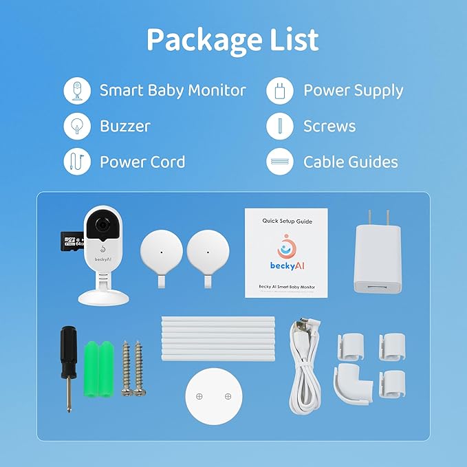 Smart Baby Monitor Contact-Free with Sleep & Breathing Tracking, 2K Secure Wi-Fi Video Camera Supporting Local Video Recording, AI Face Capture, Crying Alerts, Face Cover Alarm, Night Vision