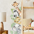 44.88x 15.75 Inch Watercolor Animal Wall Decals Jungle Animal Wall Stickers Tiger Elephant Giraffe Removable Peel and Stick Wall Decals for Nursery Playroom Bedroom Classroom Kindergarten Wall Decor