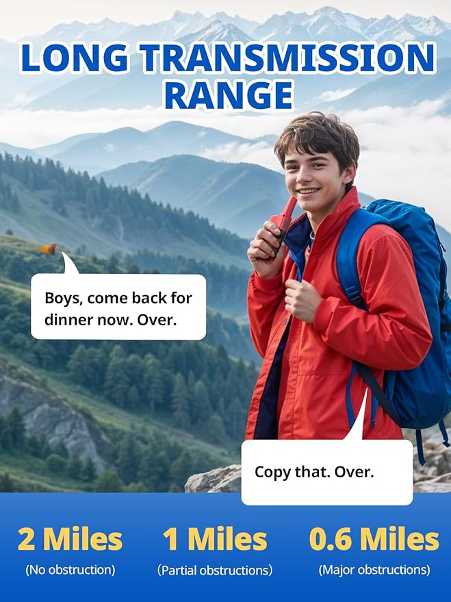 Walkie Talkies for Kids Rechargeable,Toys for Boys and Girls Ages 3-12, 3 Pack Long Range 2-Way Radios, Birthday Gifts,Christmas Stockings, Outdoor Play, Family Games, Hiking Camping Gear