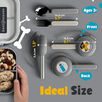 Bentoheaven Kids Travel Utensils with Case, Food-Grade Stainless Steel & BPA-Free Plastic, Travel Kid Cutlery Set, Dishwasher Safe Fork, Spoon & Case, Reusable Flatware, Silverware for Kids (Bulldog)