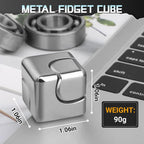 Fidget Cube Block Spinner Toy for Kid Adult, 2-in-1 Anodised Metal Hand Spinner Fidget Figit Gyro for Stress Relief, Cool EDC Spinning Top Desk Toy for Birthday Gift Classroom Prize