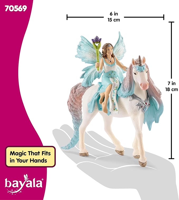 Schleich Bayala - 3 PC Fairy Toys Set - Eyela and Unicorn Figure Playset - Cute Fairy Doll and Fantasy Figurines for Girls and Boys - Magical Toys for Pretend, Imaginative Play - Kids Ages 5+ | 70569