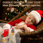 Organic Cotton Stuffed Animal Rattle Baby Toys, Plush Stocking Cuddle Cloth and Hand Grip Christmas Tree Ring Rattles Plush Toy Set for Newborns Infant Boys Girls, 2 PCS