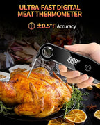 2026 Upgrade Meat Thermometer Digital for Cooking, 0.5s Instant Read Food Thermometer, ±0.5 ℉ Accuracy Kitchen Thermometer, Large LED Display, IP67 Waterproof for Grill, BBQ, Oven, Brewing, Baking