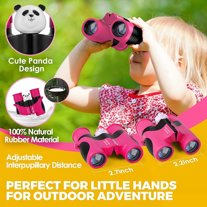 Binoculars for Kids, Toys for 3-12 Year Old Girls and Boys, Bird Watching Hiking 4 5 6 7 8 9 Year Old Girl Boy Christmas Birthday Gifts, Outdoor Toys for Kid Set with Magnifying Glass & Compass