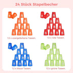 yeesport 48 Pcs Sport Stacking Cups, Sport Training Game for Challenge Competition, Plastic Stacking Cups, Classic Family Game for Kids and Adults, Red+Blue+Green+Orange