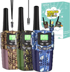 Rechargeable Kids Camouflage Walkie Talkies 3 Pack Long Range, 48H Work 7D Standby, LED Flashlight,Outdoor Camping Games Toys Gifts for 3-12 Year Old,Ideal Birthday for Boys & Girls