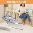 Baby Bouncer Seat, Portable Baby Bouncer, Soothing Vibrations Infant Seat with Music, 0-6 Months 6-20 lbs(Gray)