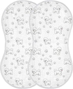 2 Pack Muslin Burp Cloths Cute Bichon Dog White Cotton Baby Burp Cloths Extra Absorbent and Soft Thick Burping Cloth for Baby Boys Girls 22x11 Inch