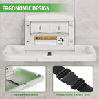BELZAR Wall Mounted Baby Changing Station - Horizontal Baby Foldable Wall Mounted Changing Table with Safety Strap Paper Holder for Commercial Bathrooms, ADA Complaint White Gray