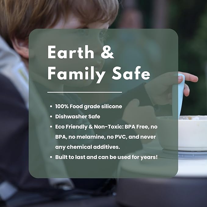 Miniware Silicone Baby Spoon for Training - BPA Free Baby Utensils - Baby Spoons Self Feeding 6 Months | 100% Food Grade Silicone - Modern & Dishwasher Safe Toddler Spoons (Aqua and Pistachio)