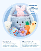 7 Piece Plush Stuffed Animals Playset Toys with Rabbit, Chick, Lamb, Carrot, Egg, Flower, Furry Bag, Soft Basket Set Toys for Girls Kids Ages 3+, Birthday Christmas Valentines Easter Party Favors