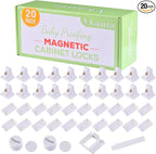 20 Pack Vkania Magnetic Cabinet Locks Baby Proofing - Baby Safety Latches for Drawers and Cabinets -Easy Installation No Drilling