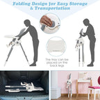 INFANS High Chair for Babies & Toddlers, Foldable Highchair with Multiple Adjustable Backrest Footrest Seat Height, Removable Tray, Detachable PU Leather Cushion, Built-in Rear Wheels (Light Grey)