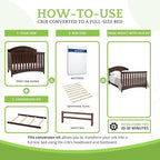 Full-Size Conversion Kit Bed Rails Compatible with Delta Children Convertible Cribs - Solid Wood Rail #0050 - Toddler & Adult Bed Rail for Full-Size Beds - Baby Furniture (Walnut Espresso - 1324)