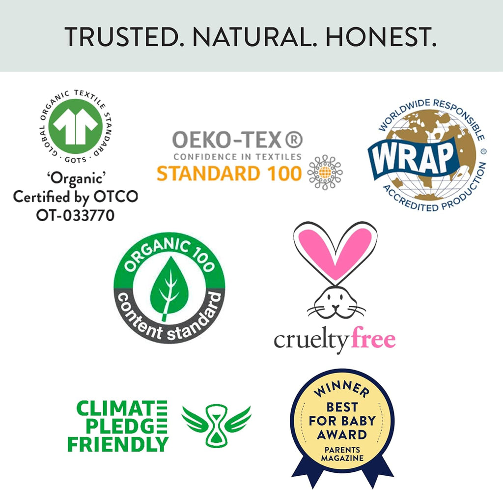 HonestBaby 5-Pack Short Sleeve T-Shirts 100% Organic Cotton Baby, Toddler, Little Kid, Boy, Girl, Unisex