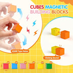 42PCS Magnetic Blocks, Montessori Toys Magnet Cubes, STEM Educational Sensory Magnetic Building Blocks for Todders Birthday Gifts