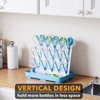 SpaceAid Baby Bottle Drying Rack with 20 Hooks, Space Saving Kitchen Bottles Rack Dryer, Vertical Baby Bottle Holder Organizer for Countertop Storage Accessories (White and Blue)